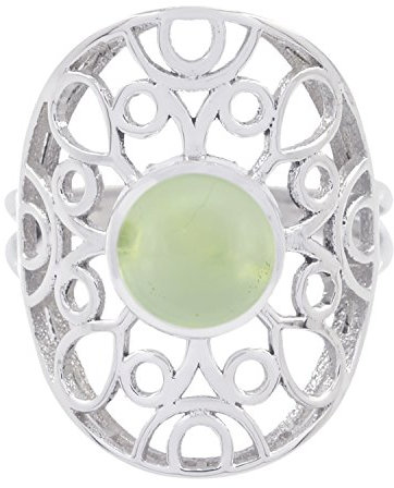 echte Edelsteine runden Cabochon Prehnit Ring - 925 Silber grünen Prehnit echten Edelsteinen Ring - Haus & Leben Top-Seller-Geschenk für College-Ringe
