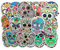 ZYTC 50 Teile/Paket Zucker Schädel Aufkleber Abziehbilder Vinyl Auto Autoaufkleber Motorrad Fahrrad Gepäck Hippie Aufkleber für Laptop MacBook Graffiti Patches Skateboard Snowboar Wasserdicht