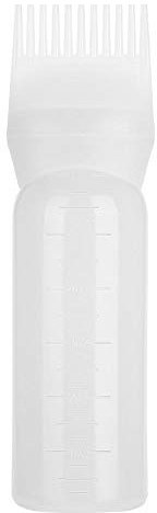 Hair Dye Brush Bottle, 160ml Hair Oil Applicator Bottle With Scale Shampoo Hair Color Oil Comb Applicator Tool(White)
