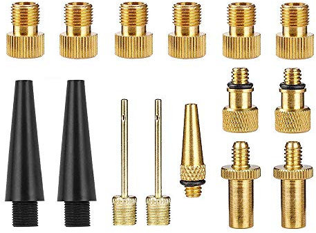 PIKOVIC Fahrradventil Adapter, 15er Profi Fahrrad Ventil Set DV SV AV Alle Ventiladapter Französisches Blitzventil Autoventil mit Dichtring für Kompressor Fahrradpumpe