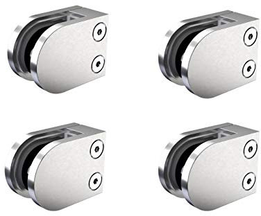 Round Glass Clamp for Flat Surface (Stainless Steel 316) - Pack of 4
