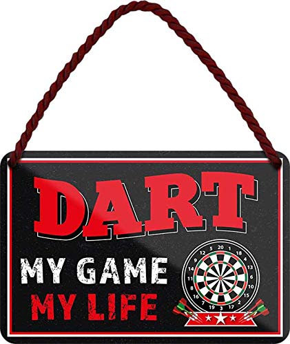 schilderkreis24 Dart lustiger Spruch: “Dart My Game My Life” Deko Metallschild Hängeschild Schild für Bar Theke Pub Geschenk zum Geburtstag oder Weihnachten 18x12 cm