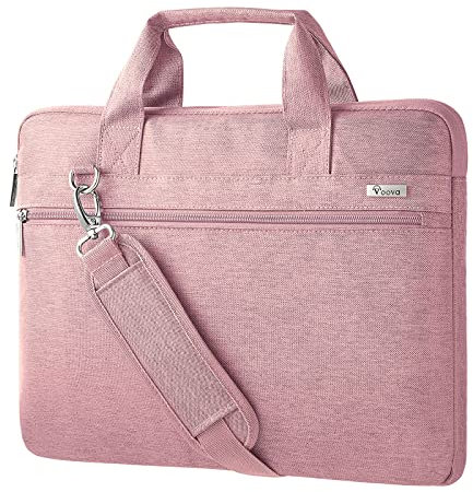 Voova Laptoptasche Damen Notebook 17 17,3 Zoll Laptop Tasche Umhängetasche Tragetasche 360° Schutz Wasserdicht Stoßfest Notebooktasche 17.3 Rosa