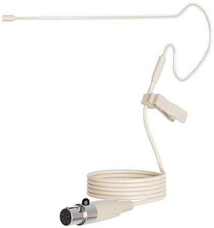 J K Pro Light Weight Low Profile Single Earhook Headworn Microphone MIC-J S90 Compatible with AKG Wireless Transmitter - Mini XLR TA3F Connector