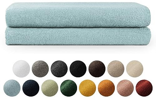 Blumtal Premium Frottier Handtücher Set 2 teilig 100% Baumwolle - Oeko-TEX zertifiziertes Badetuch 2X (70x140 cm) - Ultra saugstarkes Frottiertücher Set waschbar °60 - Handtuch Hellblau