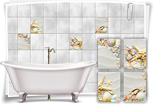 Medianlux Fliesen-Aufkleber SPA Wellness Seestern Muscheln Sand Strand Ufer Bad WC Deko, 20x25cm fp5p583h-135828