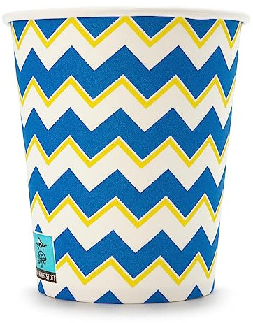Wellsamed WELLSACUP 100 Stück Pappbecher 180 ml, Motiv Zickzack, geeignet für Heiß- und Kaltgetränke, Coffee to Go, Business, Party