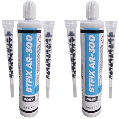 BTFIX AR-300, 2K WINTER Injektionsmörtel 2x 300 ml inkl. 4x Statikmischer | Verbundmörtel, Chemiedübel für Beton & Mauerwerk, ETA Zulassung, Schwerlastbefestigung, styrolfrei