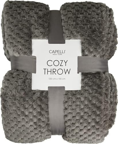 Capelli New York Kuscheldecke mit Struktur Grau Grey