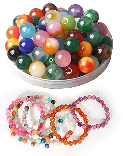 Bymivofun 100 piezas Cuentas Redondas de Piedras Preciosas Semipreciosas, Cuentas de Piedras Preciosas Naturales de 8 mm, para Decoraciones Artesanales de Joyería DIY