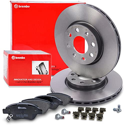 BREMBO Coated Disc Line Bremsenset Vorderachse inkl. Bremsscheiben Vorne Ø | Kompatibel mit: OPEL ADAM, CORSA D, CORSA D Kasten/Schrägheck, VAUXHALL ADAM, CORSA Mk III, CORSAVAN Mk III Kasten/Schrägheck