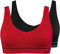 Nur Die 2er Pack Retro Bustier sportlich ohne Bügel bügelloser BH Bra Unterwäsche Damen, rot/schwarz, L