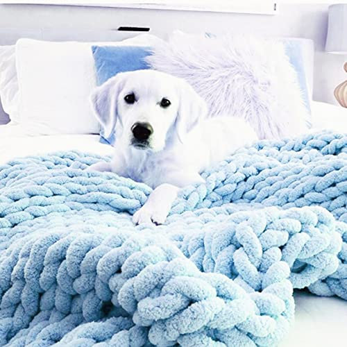 MHUQIA Gestrickte Decke 100x150cm, Grobe Strickdecke Wolle Garn Arm Stricken Werfen Super GroßE Klobige Stricken Decke Haustier Bett Stuhl Sofa Yoga Matte Teppich