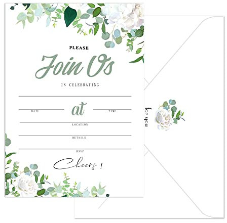 50 Einladungen mit Umschlägen für alle Anlässe, leere Einladungskarten zum Ausfüllen, perfekt für Hochzeit, Geburtstag, Party (620-nicht schimmernder Umschlag)