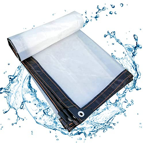 Telone Occhiellato Trasparente 6x10m, Telo Per Esterno Impermeabile, Teloni Copertura Protezione Piante, Resistente Alle Intemperie, Per Mobili Da Giardino, Piante, Serra