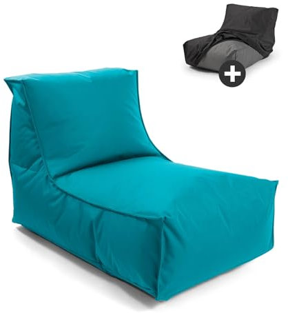 mokebo® Sitzsack mit Schutzhülle für Kinder & Erwachsene 'Der Sundowner', Bean Bag mit Füllung oder Bodenkissen für Indoor & Outdoor, auch als Liegekissen, Relaxliege oder Liege in Eukalytpus