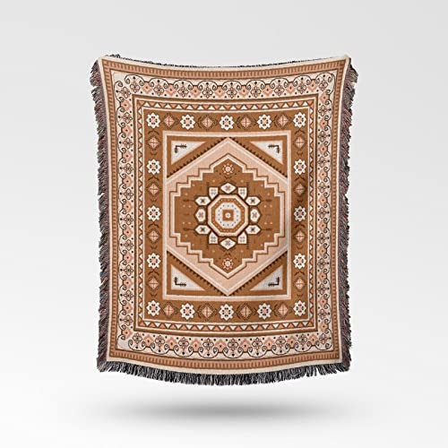 HERENI Picknick Decke Teppiche Camping Bettwäsche mit Quasten Ethnisch Boho Navajo Aztec Tribal Würfe für Haus Outdoor Road Trip Multifunktion Sofadecke Reisedecke Teppich 130x160 cm