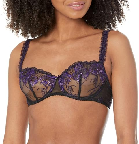 Aubade Women's Ib a Fleur De TOI Bra, Sheer, Dark Orchid, 32D