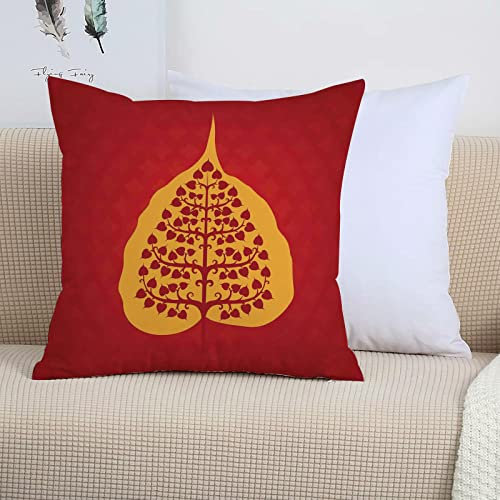 2er-Set Dekorativ Kissenbezug 45x45 cm,Leaf, Künstlerische Gestaltung von Bodhi Tree Nature und Y,Polyester Kissenbezüge Dekokissen Kissenhülle Set Kissen Fall für Sofa Auto Schlafzimmer Zuhause Dekor