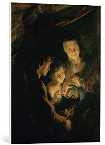 kunst für alle Leinwandbild: Peter Paul Rubens Die Alte mit dem Kohlebecken - hochwertiger Druck, Leinwand auf Keilrahmen, Bild fertig zum Aufhängen, 55x70 cm