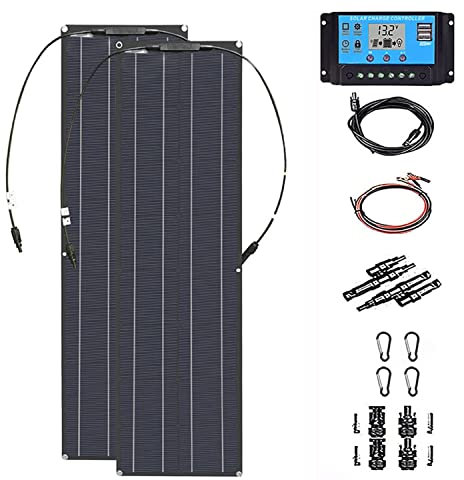 Panneau Solaire Flexible Portable 400 W 18 V 2 x 200 W Kit de système de Panneau Solaire monocristallin Hors réseau 40 A Contrôleur de Charge USB pour Camping-Car, remorque, b