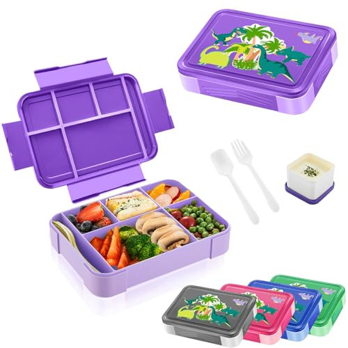 Yskmefun Brotdose Kinder mit Fächern, 1330ml Lunchbox für Kinder, Auslaufsichere Bento Box mit 5 Fächern Besteckset, Lunch Box für Kindergarten, Schule, Picknick, Ausflug