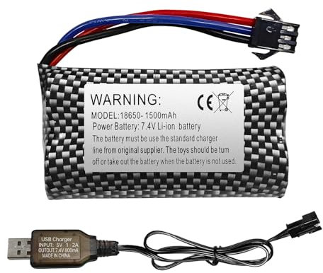 ZYGY 1PCS 7.4V 1500mAh SM-3P Stecker Batterie mit USB Ladekabel für DE43 DE60 RC Racing Fernbedienung Auto Batterie 1575 Kipper LKW Engineering Auto Spielzeug Auto Batterie