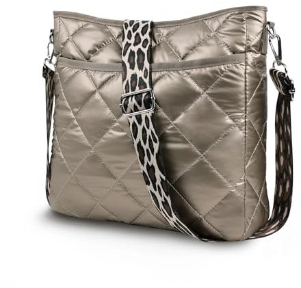 Lychii Gesteppte Tote Tasche, Umhängetasche Schultertasche Handtasche, Puffer Tote Bag - Daunen-Baumwolle(30 * 6 * 30cm), Antikbronze