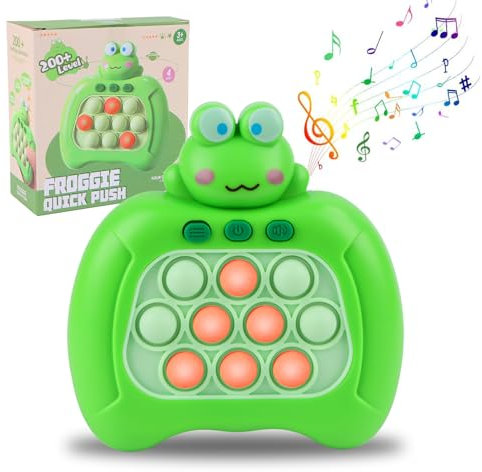 Pop It Fidget Spielzeug, Squeeze Toys, Sensorische Fidget Spielzeug für Kinder, Quick Push Puzzle Spielzeug für Jungen Mädchen (Frog)