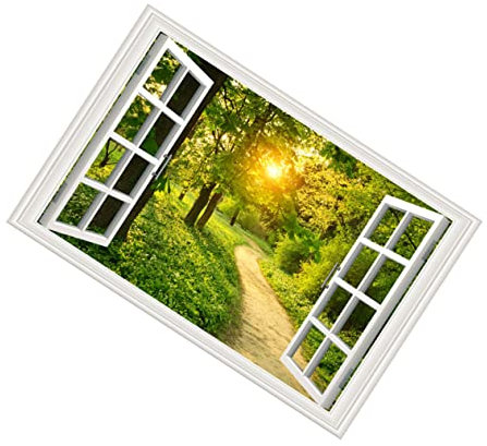 Gadpiparty Adesivo Per Finestre 3d Paesaggio Finta Finestra Adesivo Decorativo Da Parete Removibile Effetto Naturale Per Soggiorno Camera Ragazzo Ragazza 86x56 Cm