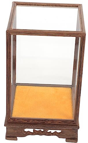 Cabilock Kasten Riemenscharnier Figurenvitrine Mini-Baum aus Holz Modelle Regal Modell Halter Vitrine für Haushaltspuppen Antiquität Sammelbox Container Marionette Staubschutzhaube hölzern