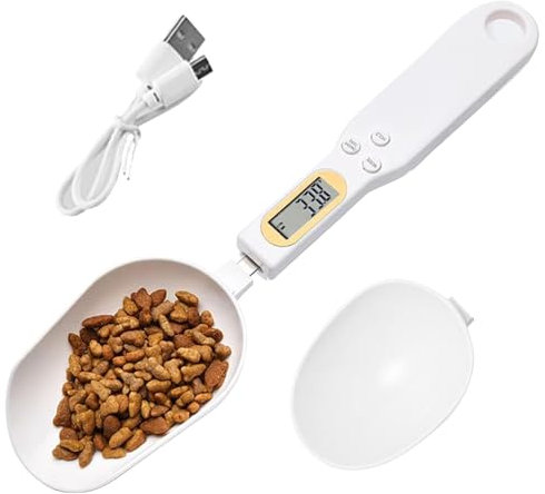 Fadcaer Pet Food Measuring Scoop Scale,Digital Food Measuring Cup Grams for Dog Cats,Removable Electronic Weighing Spoon,Portable Food Measuring Spoons for Milk powder,Food Weighing, High Accuracy