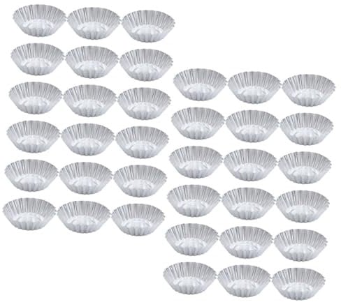 Cabilock 46 Piezas Molde De Tarta De Huevo Pastel Bandejas De Aluminio Lata De Tarta De Huevo Molde De Tartaletas Cordón Aleación De Aluminio. Herramienta Para Hornear