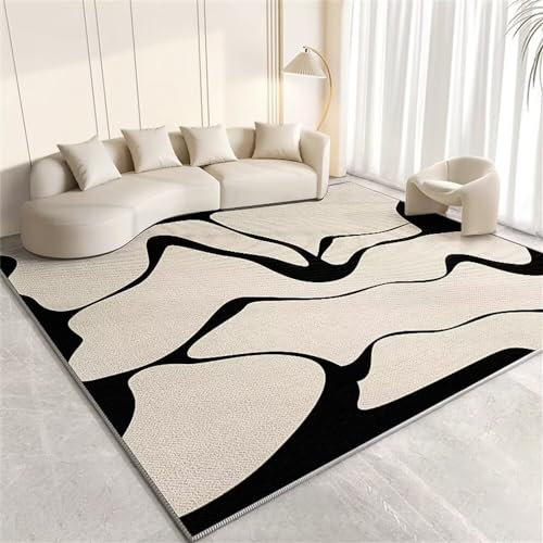 RUGMRZ Betten Teppich Nach Mass Heller luxuriöser schwarzer Wohnzimmer Schlafzimmer Accessoires Esszimmer Bodenmatte Heimmatte Hübscher 200X260CM
