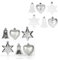 com-four® 12-teiliges Set Christbaumschmuck - Christbaumkugeln in verschiedenen Formen - Glocke, Herz und Stern zum Anhängen am Weihnachtsbaum (weiß/silberfarben - 12 Stück)