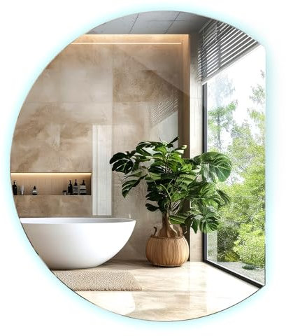 Tulup Designer LED Badezimmerspiegel mit kalter LED Wandspiegel 70 cm Beleuchtung Spiegel halbrund