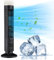 Jiawu Ventilatore a Torre da 15', Ventilatore da Tavolo con Oscillazione a 90°, Ventilatore da Tavolo Senza Lama con Luce, Luce Notturna Compatta con Ventilatore da Terra per Casa