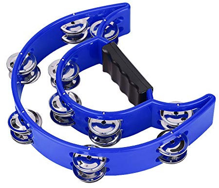 Zweireihige Schellen, Musikinstrument, Weiße Percussion-Tamburin-Handglocke (BLUE)