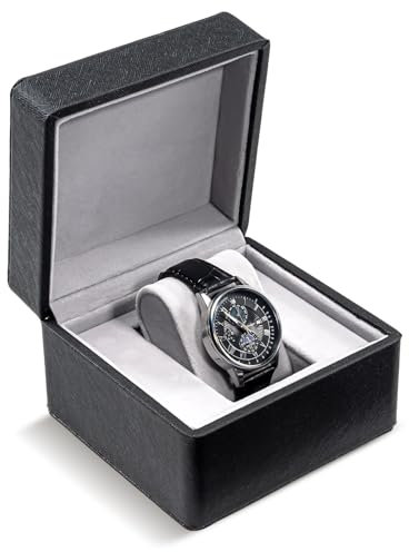 ProCase 1 Slot Reise Uhrenbox, PU Leder Uhrenkasten Uhrenaufbewahrung Travel Watch Case Watch Box für Herren, Uhrenschatulle Uhrenkoffer mit Uhrenkissen- 1 Slot, Schwarz