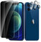 CYYAGE 2 Pack Privacy Screen Protector for iPhone 12 Mini with 2 Pack Camera Lens Protective Film, Anti-Spy Tempered Glass Protection 9H Hardness Glass, Anti-Scratch