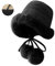 crazy bean Fischerhut Damen Fell Winter Glockenhut Damen mit Gefütterte mit Bommel Kinnriemen Warm Damenmützen Fluffy Elegant Kunstpelz Cloche schwarz