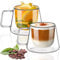TKNO 2 Pack Double Walled Coffee Glasses Mugs Cappuccino Latte Macchiato Glasses Cups with Handle, Borosilicate Heat Resistant Glass Cups for Coffee Tea Milk Juice, Ideal for Hot & Cold Drinks, 300ml
