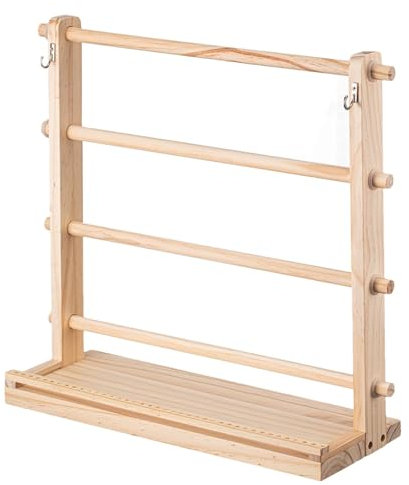 Walopola Organizer per nastri, porta nastri | Rastrelliera per nastri in legno a 4 livelli - Ripiano portaoggetti, organizer porta bobina per la sala artigianale, pasticceria, negozio di fiori