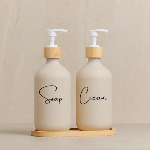 Seifenspender Set Bad Modern Handseifenbehälter Seifenspender Und Bodylotionspender Set Elegantes Seifen Und Cremespender Set Nachfüllbar Für Badezimmer Hotel Gäste-WC Hochwertiges Design