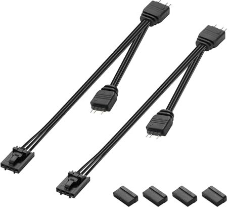 GINTOOYUN 2 Pcs RGB Fan Splitter Cable 4-Pin Commander Female to Two 5V 3-Pin RGB Male Conversion Cable 1 to 2 ARGB Splitter Cable for Commander CoreXT,Commander Core etc(12.4 Inch) (1 to 2)