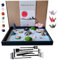 ZEN&TAO Classic Desktop Zen Garden with Abundant (Over 20) Accessories Sitting in Large Black Original Wood Tray and 7pcs Toolset Encased in Metal Box (CHAKRA GEMSTONES)