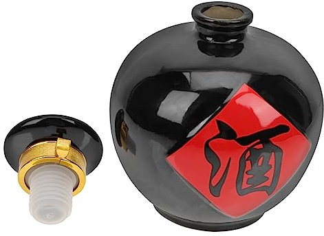 CRAFTHROU Barattolo Di Vino Sigillato Da Cantina Antica Brocca Di Vino Vasi D'epoca Brocca Di Vino Antico Cinese Retrò Caraffa Per Whisky Decanter Antico Tradizionale Pentola Black Ceramica