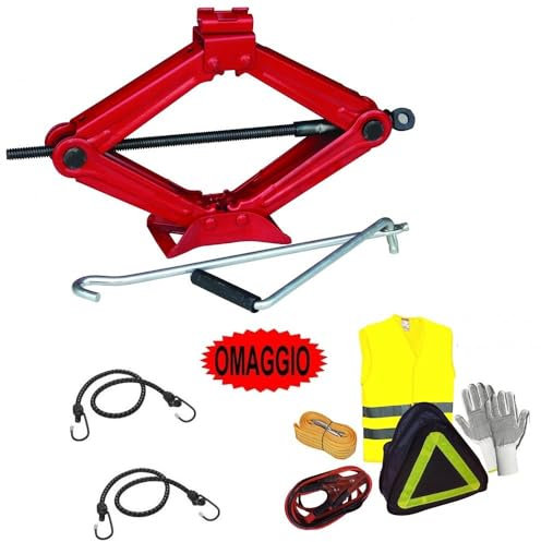 Kompatibel mit Mercedes E 220d S.W. Auto Sport Kit SOS-Notfall für Erste Hilfe Auto + Scherenwagenheber mit Stahlbasis und drehbarem Schlüssel 2 Tonnen