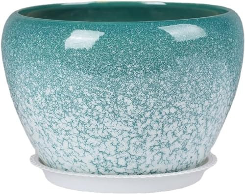 PUFAHAU Blumentopf aus Keramik für den Innen- und Außenbereich, einfach, kreativ, mit Tablett, XL, X-Large(Medium)