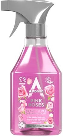 Astonish Vegan Disinfectant Spray, Ready To Use, Virus And Germ Killing, 550ml, Pink Roses